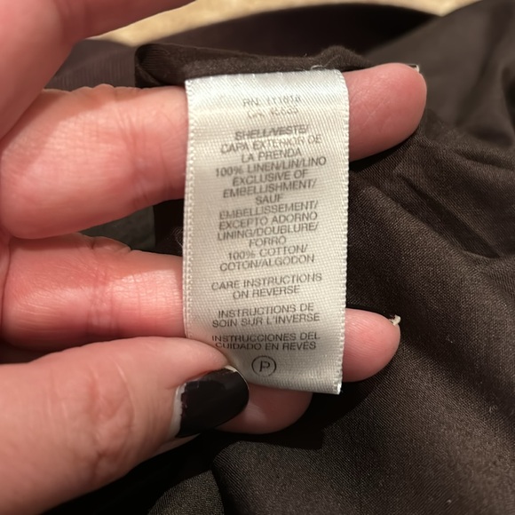 Michael Kors Brown linen dress with white piping - Picture 5 of 7